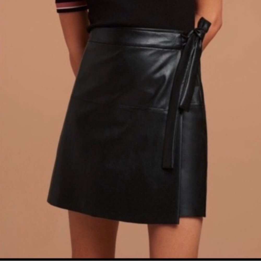 Aritzia Faux Leather Wrap Skirt